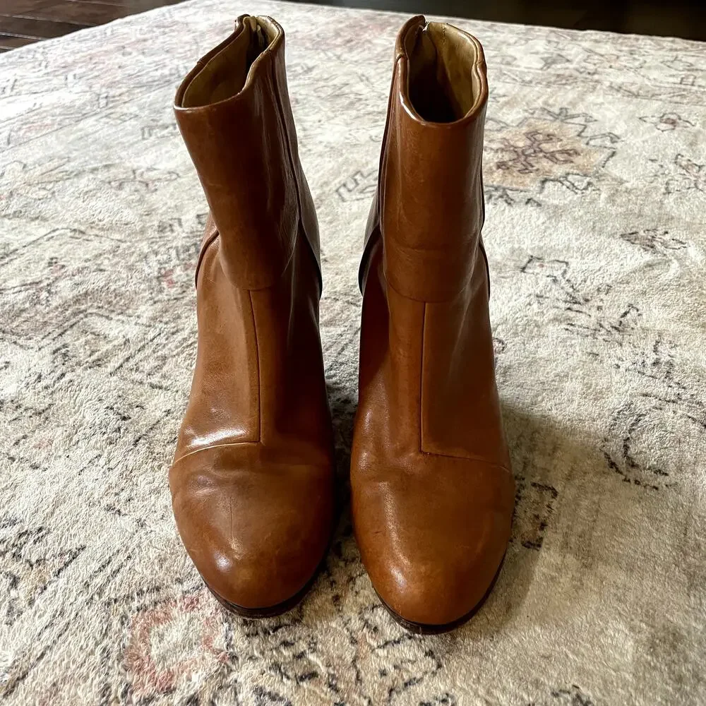 Rag & Bone Newbury Boot Brown Genuine Leather Stacked Heel Bootie Womens SZ 8 - Picture 6 of 10
